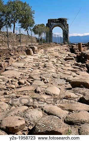 Roman ruins of Caparra, Road and Arch Cuadrifronte, Via de la Plata, Guijo de Granadilla, Caceres-province, Spain. View Large Photo Image Stock Image - Roman ruins of Caparra, Road and Arch Cuadrifronte, Via de la Plata, Guijo de Granadilla, Caceres-province, Spain.. Fotosearch