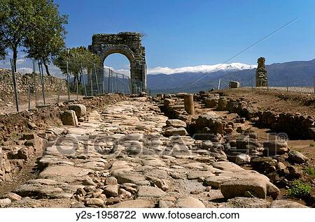 Roman ruins of Caparra, Roman road and Arch cuadrifronte, Via de la Plata, Guijo de Granadilla, Caceres-province, Spain. View Large Photo Image Stock Image - Roman ruins of Caparra, Roman road and Arch cuadrifronte, Via de la Plata, Guijo de Granadilla, Caceres-province, Spain.. Fotosearch