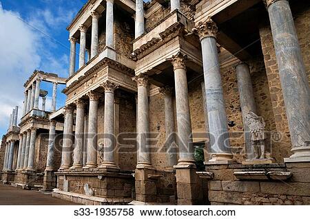 Roman Theater ruins in Mrida. Badajoz. Extremadura. Spain. View Large Photo Image Stock Photo - Roman Theater ruins in Mrida. Badajoz. Extremadura. Spain.. Fotosearch