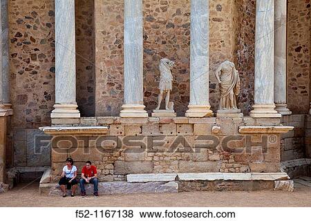 Roman theatre in Mrida, Mrida, Badajoz, Extremadura, Spain View Large Photo Image Stock Photo - Roman theatre in Mrida, Mrida, Badajoz, Extremadura, Spain. Fotosearch
