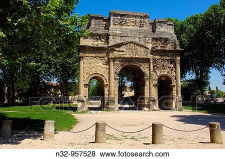 Roman Triumphal Arch of Orange, Orange. Vaucluse, Provence-Alpes-C? te d? Azur, France View Large Photo Image Stock Photo - Roman Triumphal Arch of Orange, Orange. Vaucluse, Provence-Alpes-C? te d? Azur, France. Fotosearch