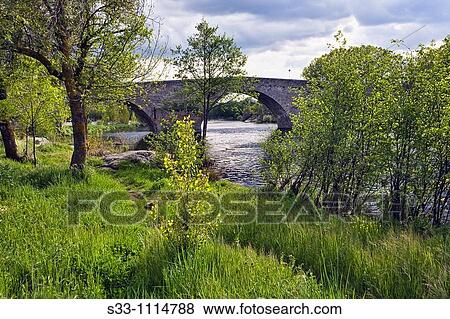Stock Photo - Romanesque bridge in El Barco de Avila, Avila province, Castilla-Leon, Spain. Fotosearch