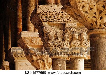 Romanesque capitals, cloister of Saint-Pierre Abbey (11th-12th century), Moissac, Tarn-et-Garonne, Midi-Pyrenees, France View Large Photo Image Stock Image - Romanesque capitals, cloister of Saint-Pierre Abbey (11th-12th century), Moissac, Tarn-et-Garonne, Midi-Pyrenees, France. Fotosearch