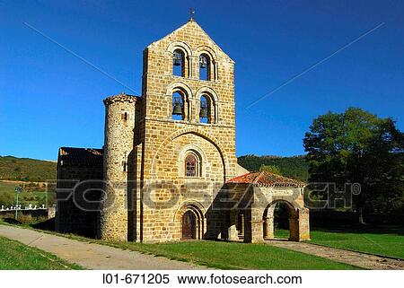 Stock Photography - Romanesque church of San Salvador de Cantamuda (12th century). Palencia province, Castilla-Le? n, Spain. Fotosearch