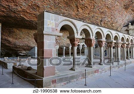 Romanesque cloister. Monastery of San Juan de la Pea. Huesca, Spain View Large Photo Image Stock Photo - Romanesque cloister. Monastery of San Juan de la Pea. Huesca, Spain. Fotosearch