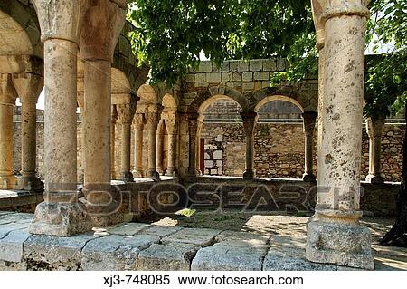 Romanesque cloister of Sant Domenec, Peralada. Girona province, Catalonia, Spain View Large Photo Image Stock Photography - Romanesque cloister of Sant Domenec, Peralada. Girona province, Catalonia, Spain. Fotosearch