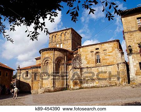 Stock Image - Romanesque collegiate church, Santillana del Mar. Cantabria, Spain. Fotosearch