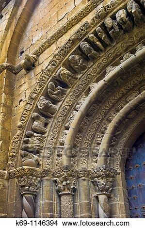 Romanesque Facade of Sta Maria Church Uncastillo Aragonese: Uncastiello is an Aragonese municipality in the province of Zaragoza situated in the county of Cinco Villas View Large Photo Image Picture - Romanesque Facade of Sta Maria Church Uncastillo Aragonese: Uncastiello is an Aragonese municipality in the province of Zaragoza situated in the county of Cinco Villas. Fotosearch