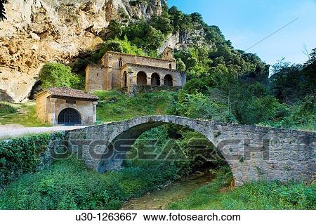 Stock Photo - Romanesque hermitage of Santa Mar? a de la Hoz, in Tobera, Fr? as, in the Merindades county, Burgos. Fotosearch