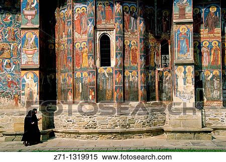 Romania, Bucovina, Moldovita Monastery, fresco, nuns, View Large Photo Image Stock Photography - Romania, Bucovina, Moldovita Monastery, fresco, nuns,. Fotosearch