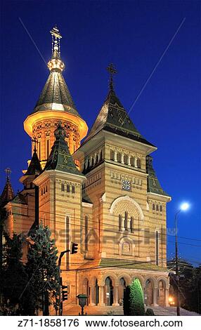 Romania, Timisoara, Metropolitan Cathedral, at night, View Large Photo Image Stock Photograph - Romania, Timisoara, Metropolitan Cathedral, at night,. Fotosearch