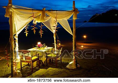 Stock Photograph - Romantic dinner Ao kantiang Ko Lanta island Krabi province, Thailand. Fotosearch