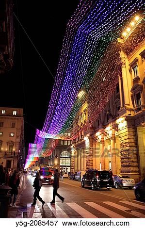 Rome Italy 16 December 2013 Christmas Lights On Via Del Corso