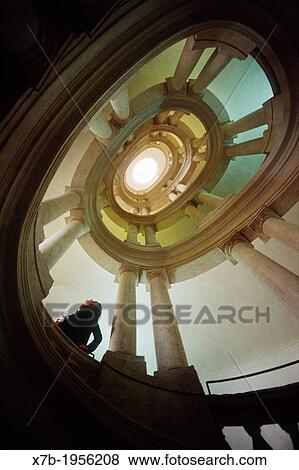 Rome. Italy. Palazzo Barberini, Borromini's oval staircase. View Large Photo Image Stock Photo - Rome. Italy. Palazzo Barberini, Borromini's oval staircase.. Fotosearch