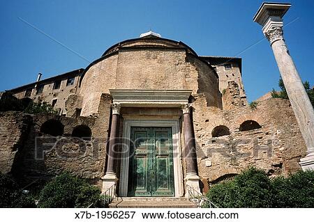 Stock Photo - Rome. Italy. Tomb of Romulus incorporated into the Church of Santi Cosma e Damiano in the Roman Forum.. Fotosearch
