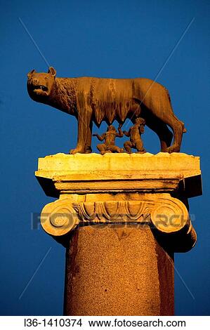 Rome Piazza Campidoglio The Capitoline Wolf, symbol of Rome View Large Photo Image Picture - Rome Piazza Campidoglio The Capitoline Wolf, symbol of Rome. Fotosearch