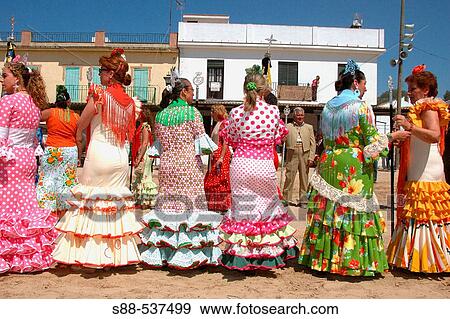 Stock Photo - ? Romer? a? (pilgrimage) to El Roc? o. Huelva province, Spain. Fotosearch