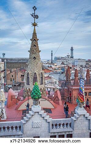 Rooftop of Palau Guell, Barcelona, Catalonia, Spain. View Large Photo Image Stock Photograph - Rooftop of Palau Guell, Barcelona, Catalonia, Spain.. Fotosearch