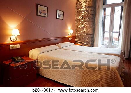 Stock Photo - Room in Pension Aldamar, San Sebastian, Guipuzcoa, Basque Country, Spain. Fotosearch