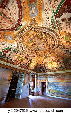 Room of Noah ( Sala di Noe ). The room was decorated with frescoes by Durante Alberti between 1570 and 1571 from drawings by Girolamo Muziano. The scenes depict Noah and the floods. Villa d'Este, Tivoli, Italy. A UNESCO World Heritage Site. View Large Photo Image Stock Photograph - Room of Noah ( Sala di Noe ). The room was decorated with frescoes by Durante Alberti between 1570 and 1571 from drawings by Girolamo Muziano. The scenes depict Noah and the floods. Villa d'Este, Tivoli, Italy. A UNESCO World Heritage Site.. Fotosearch