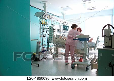 Stock Photograph - Room, Patient Care, Intensive Care Unit ICU, Donostia Hospital, San Sebastian, Donostia, Gipuzkoa, Basque Country, Spain. Fotosearch