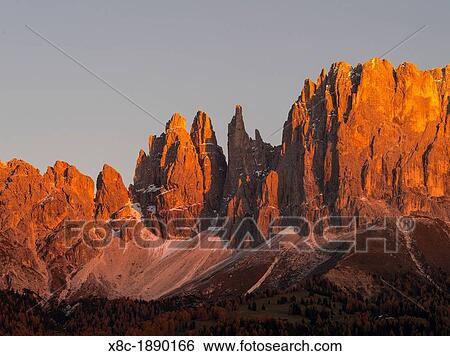 Rosengarten also called Catinaccio mountain range in the Dolomites of South Tyrol Alto Adige during autumn Sunset with alpenglow The Rosengarten is part of the UNESCO world heritage site Dolomites Europe, Central Europe, Italy, South Tyrol, October View Large Photo Image Stock Photograph - Rosengarten also called Catinaccio mountain range in the Dolomites of South Tyrol Alto Adige during autumn Sunset with alpenglow The Rosengarten is part of the UNESCO world heritage site Dolomites Europe, Central Europe, Italy, South Tyrol, October. Fotosearch