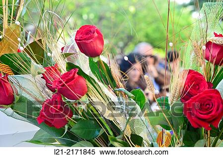 Roses. Sant Jordi's day, celebrated on 23 April. Barcelona, Catalonia, Spain. View Large Photo Image Stock Photography - Roses. Sant Jordi's day, celebrated on 23 April. Barcelona, Catalonia, Spain.. Fotosearch