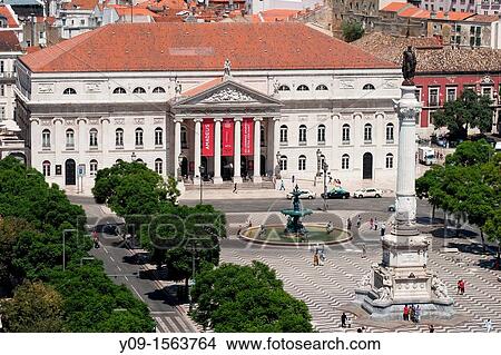 Picture - Rossio Square, Lisbon Portugal. Fotosearch