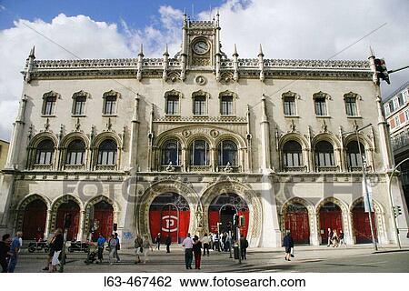 Stock Image - Rossio train station. Lisbon. Portugal. Fotosearch