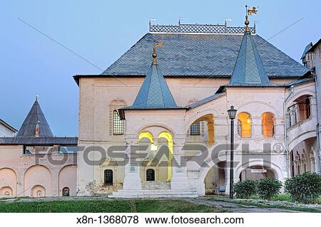 Stock Photo - Rostov Kremlin in the evening, Rostov, Yaroslavl region, Russia. Fotosearch