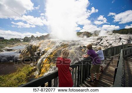 Stock Photo - Rotarua, Te Puia, New Zealand. Fotosearch