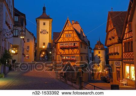 Rothenburg ob der Tauber, Ploenlein, Siebersturm tower, Romantic Road, Romantische Strasse, Franconia, Bavaria, Germany, Europe. View Large Photo Image Stock Image - Rothenburg ob der Tauber, Ploenlein, Siebersturm tower, Romantic Road, Romantische Strasse, Franconia, Bavaria, Germany, Europe.. Fotosearch
