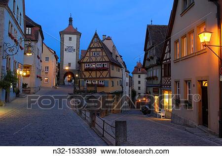 Rothenburg ob der Tauber, Ploenlein, Siebersturm tower, Romantic Road, Romantische Strasse, Franconia, Bavaria, Germany, Europe. View Large Photo Image Stock Photo - Rothenburg ob der Tauber, Ploenlein, Siebersturm tower, Romantic Road, Romantische Strasse, Franconia, Bavaria, Germany, Europe.. Fotosearch