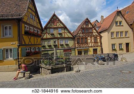 Rothenburg ob der Tauber, Romantic Road, Romantische Strasse, Franconia, Bavaria, Germany, Europe. View Large Photo Image Stock Photograph - Rothenburg ob der Tauber, Romantic Road, Romantische Strasse, Franconia, Bavaria, Germany, Europe.. Fotosearch