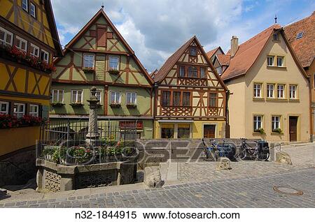 Stock Photography - Rothenburg ob der Tauber, Romantic Road, Romantische Strasse, Franconia, Bavaria, Germany, Europe.. Fotosearch