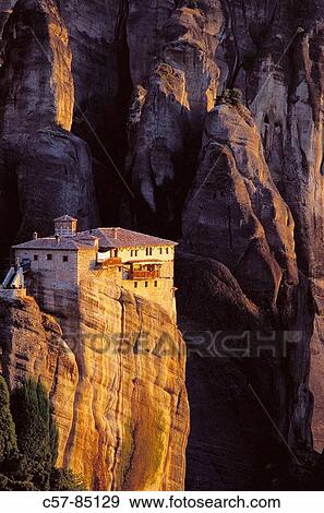 Roussanou Monastery, Meteora. Thessaly, Greece View Large Photo Image Stock Photo - Roussanou Monastery, Meteora. Thessaly, Greece. Fotosearch
