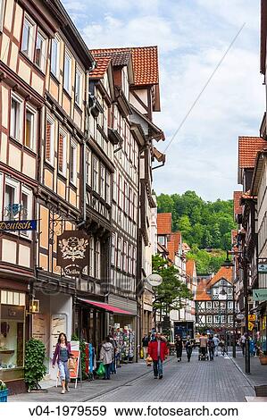 Row of timbered houses in Hannoversch Muenden on the German Fairy Tale Route, Lower Saxony, Germany, Europe View Large Photo Image Stock Photo - Row of timbered houses in Hannoversch Muenden on the German Fairy Tale Route, Lower Saxony, Germany, Europe. Fotosearch