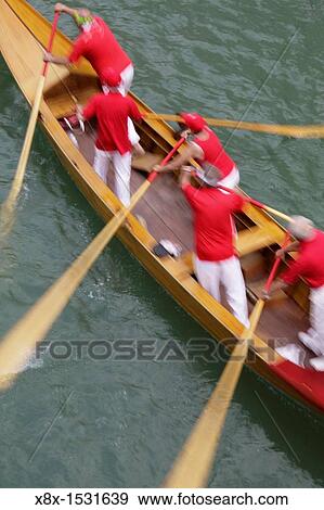 Stock Photo - Rowboat during the Vogalonga competition, Venice 2007, Italy. Fotosearch