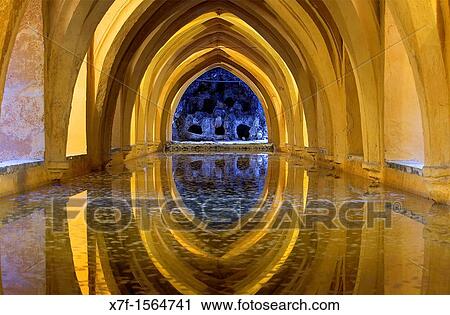 Stock Image - Royal Alcazar, `Baos de Doa Maria de Padilla?, baths of Doa Mar? a de Padilla, Sevilla, Andaluc? a, Spain. Fotosearch