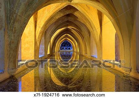Stock Photograph - Royal Alcazar, `Baos de Doa Maria de Padilla?, baths of Doa Mar? a de Padilla, Sevilla, Andaluc? a, Spain. Fotosearch