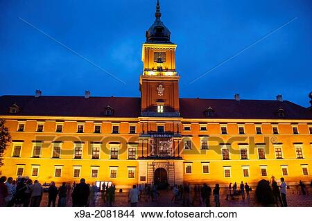 Royal Castle - Zamek Krolewski, Warsaw, Poland, Illuminated at Night. View Large Photo Image Picture - Royal Castle - Zamek Krolewski, Warsaw, Poland, Illuminated at Night.. Fotosearch