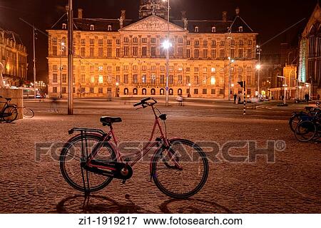 royal palace at the Dam in Amsterdam by night with grandma bicycle, The Netherlands View Large Photo Image Stock Photo - royal palace at the Dam in Amsterdam by night with grandma bicycle, The Netherlands. Fotosearch