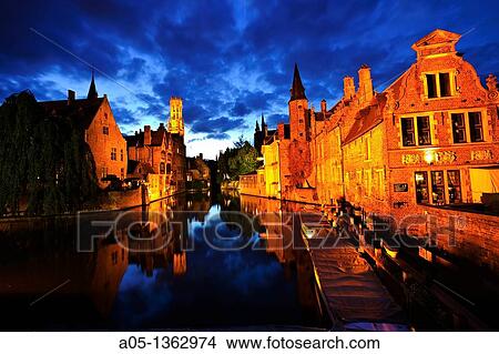Rozenhoedkaai Quay of the rosary with Belfort tower, Bruges, Brugge, Flanders, Belgium, UNESCO World Heritage Site. View Large Photo Image Picture - Rozenhoedkaai Quay of the rosary with Belfort tower, Bruges, Brugge, Flanders, Belgium, UNESCO World Heritage Site.. Fotosearch