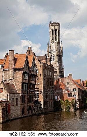 Rozenhoedkaai Quay of the rosary with Belfort tower, Bruges, Brugge, Flanders, Belgium, UNESCO World Heritage Site View Large Photo Image Stock Photography - Rozenhoedkaai Quay of the rosary with Belfort tower, Bruges, Brugge, Flanders, Belgium, UNESCO World Heritage Site. Fotosearch