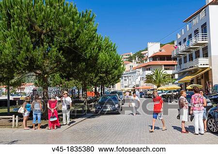 Rua Candido dos Reis, Sao Martinho do Porto, Alcobaca, Oeste, Leiria District, Portugal. View Large Photo Image Stock Image - Rua Candido dos Reis, Sao Martinho do Porto, Alcobaca, Oeste, Leiria District, Portugal.. Fotosearch