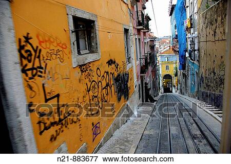 Rua de Bica Duarte Belo. Chiado, Lisbon, Portugal. View Large Photo Image Stock Photo - Rua de Bica Duarte Belo. Chiado, Lisbon, Portugal.. Fotosearch