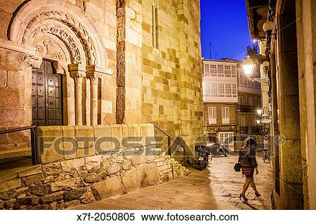 Rua Santiago, at left Santiago church, Corua city, Galicia, Spain. View Large Photo Image Stock Photography - Rua Santiago, at left Santiago church, Corua city, Galicia, Spain.. Fotosearch