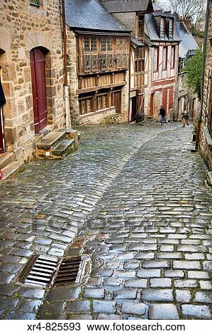 Rue du Jerzual, Dinan. C? tes d? Armor, Bretagne, France View Large Photo Image Stock Image - Rue du Jerzual, Dinan. C? tes d? Armor, Bretagne, France. Fotosearch