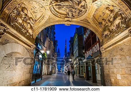 rue gross, horloge, Rouen, Normandy, France, Europe View Large Photo Image Stock Photo - rue gross, horloge, Rouen, Normandy, France, Europe. Fotosearch