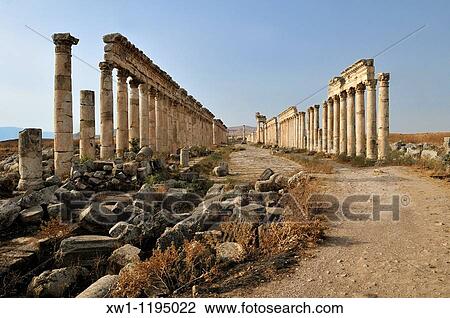 ruins at the roman archeological site of Apameia, Apamea, Qalaat al Mudiq, Syria, Middle East, West Asia View Large Photo Image Stock Image - ruins at the roman archeological site of Apameia, Apamea, Qalaat al Mudiq, Syria, Middle East, West Asia. Fotosearch